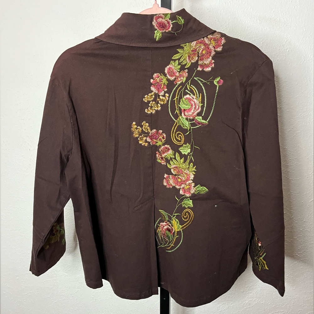 Entity Brown Embroidered Collared Snapped Buttone… - image 5